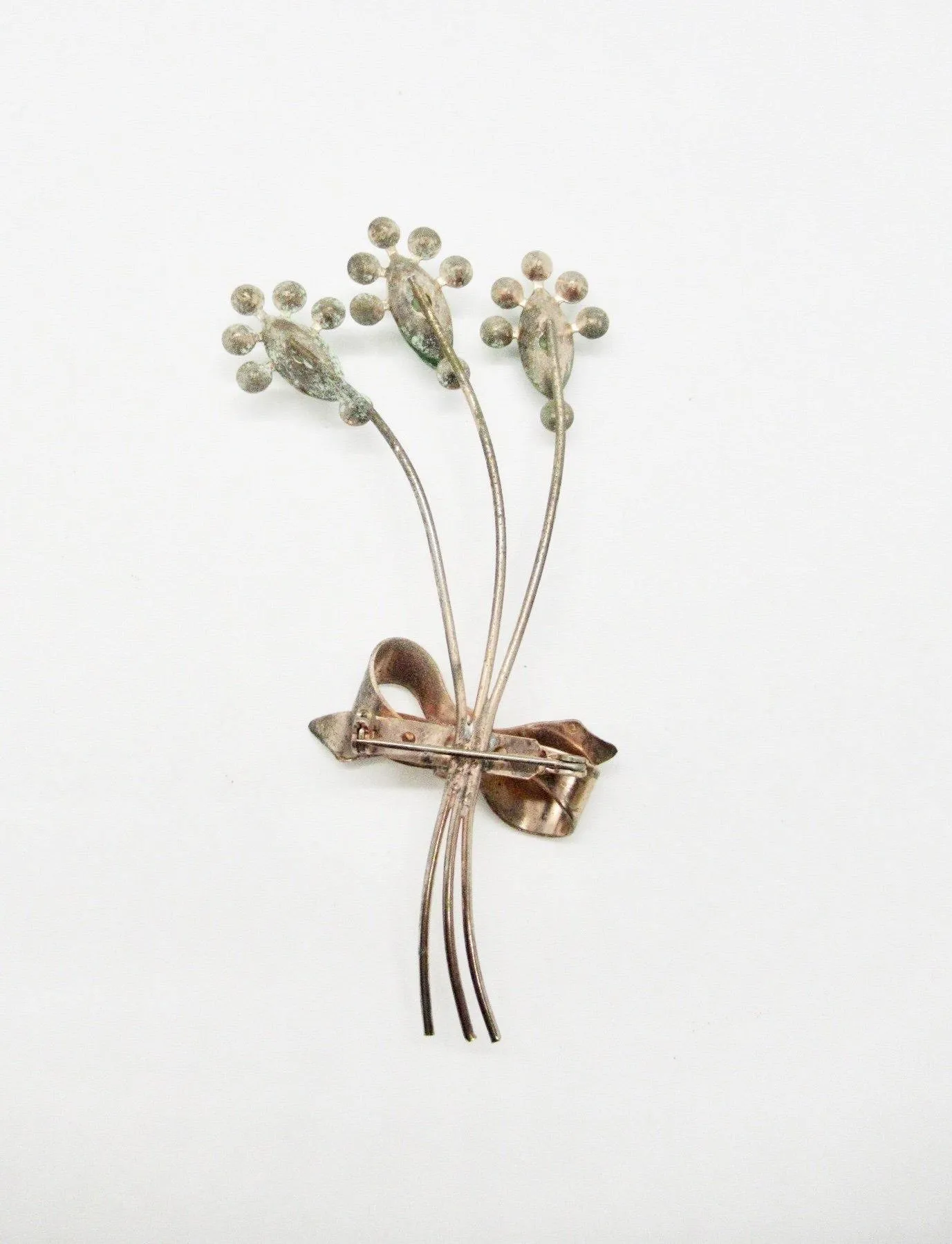 Art Deco Vintage Bouquet Brooch with Marquise Green Stones