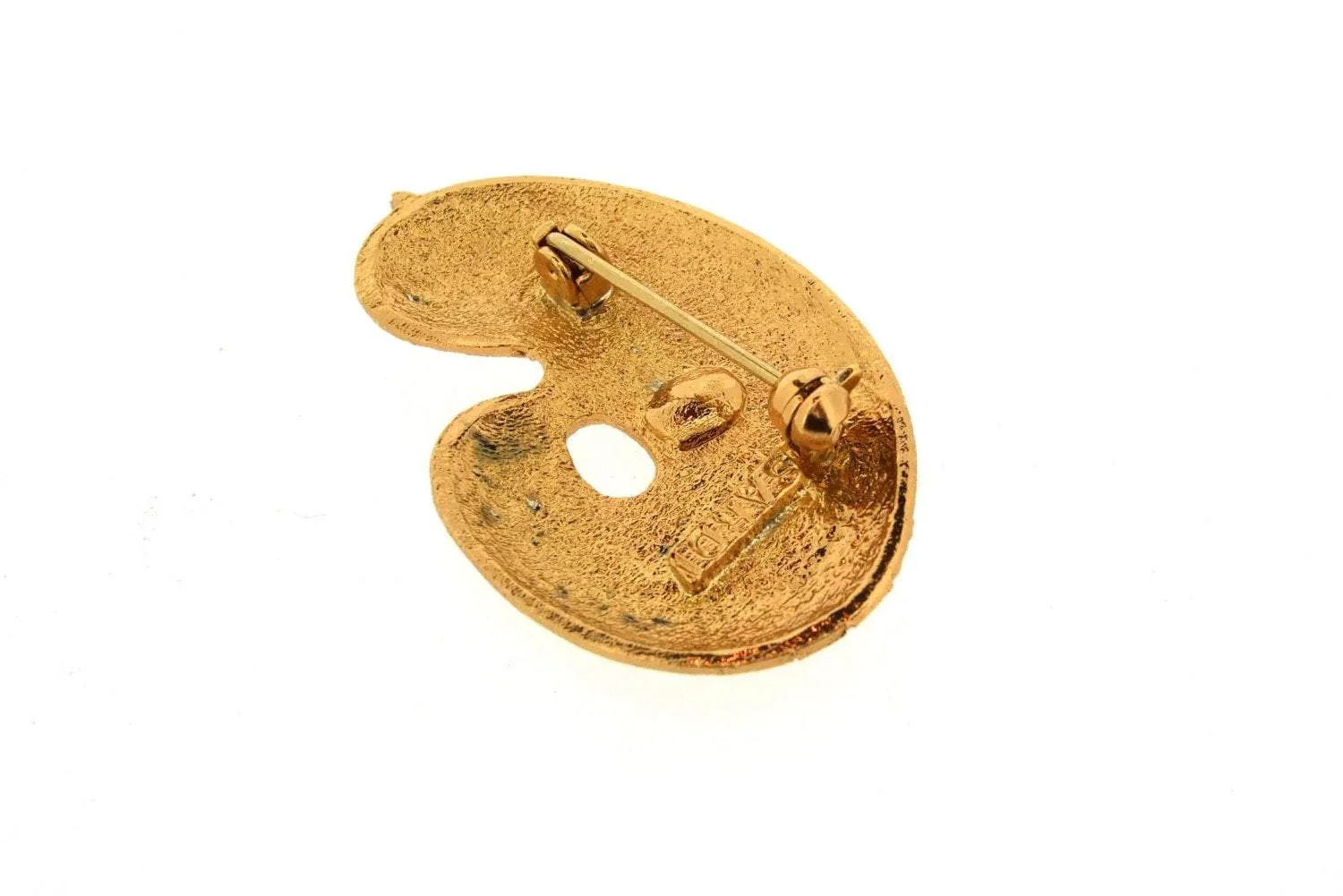 Artist Palette Brooch by Sardi Large Gold Scarf Pin