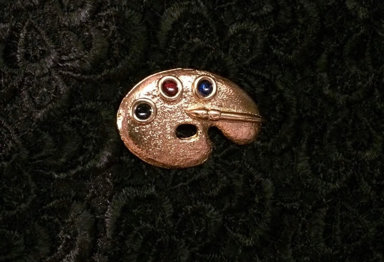Artist Palette Brooch by Sardi Large Gold Scarf Pin
