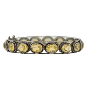 Arts & Crafts Sterling Silver Citrine Bangle Bracelet