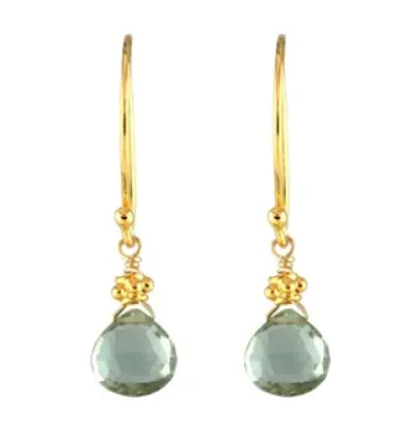 AVF Gold Petite Green Quartz Drop Earrings (SI6768)