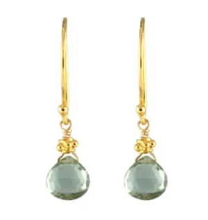 AVF Gold Petite Green Quartz Drop Earrings (SI6768)