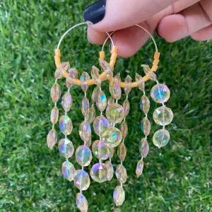 Bead fringe hoop earrings