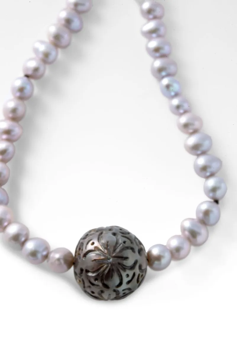 Beaded Platinum Freshwater Pearl Necklace™ in Janyl Adair