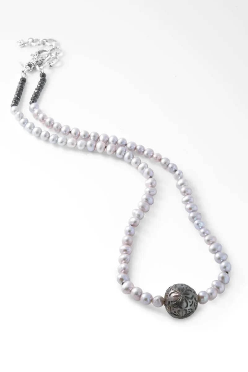 Beaded Platinum Freshwater Pearl Necklace™ in Janyl Adair