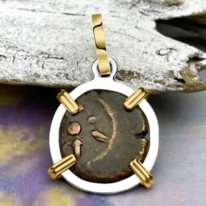 Biblical Widow's Mite 14K Gold and Sterling Silver Pendant | Artifact #6715