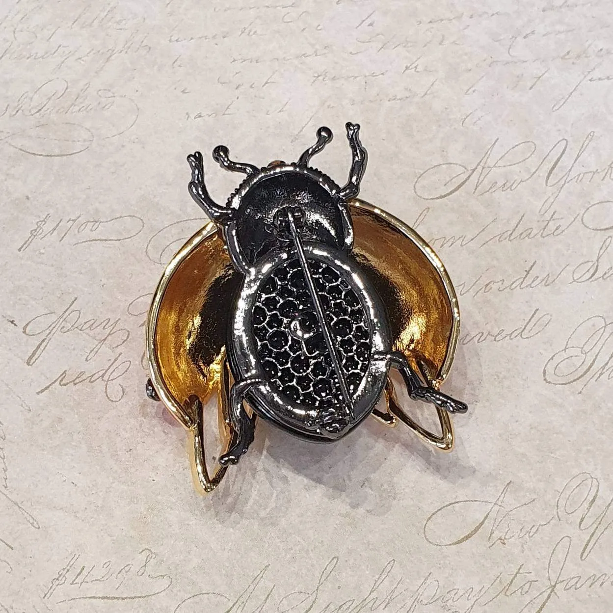Bill Skinner Ladybird Brooch Red Black Gold Enamel
