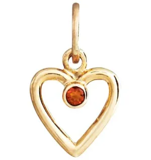 Birthstone Heart Charm With Citrine
