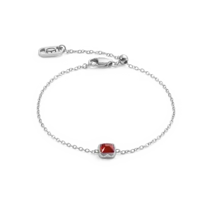 Birthstone January Bracelet Red Agate Silver
