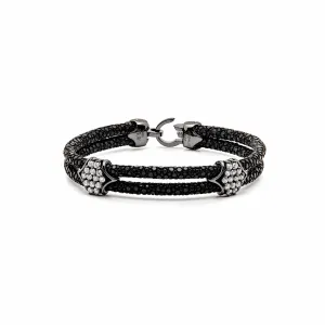 Black Platinum White Diamond Cluster Bracelet