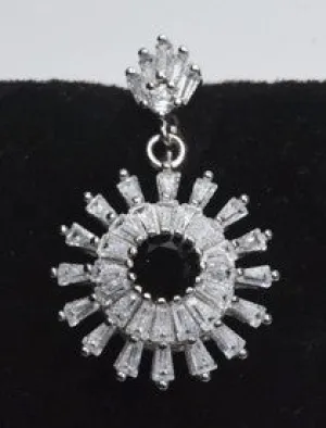 Black Spinel and White Topaz Art Deco Style Sterling Silver Pendant