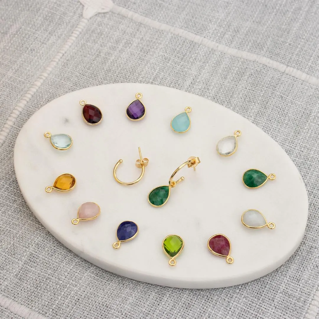Blue Topaz Drop Hoop Earrings | Rose Gold - December