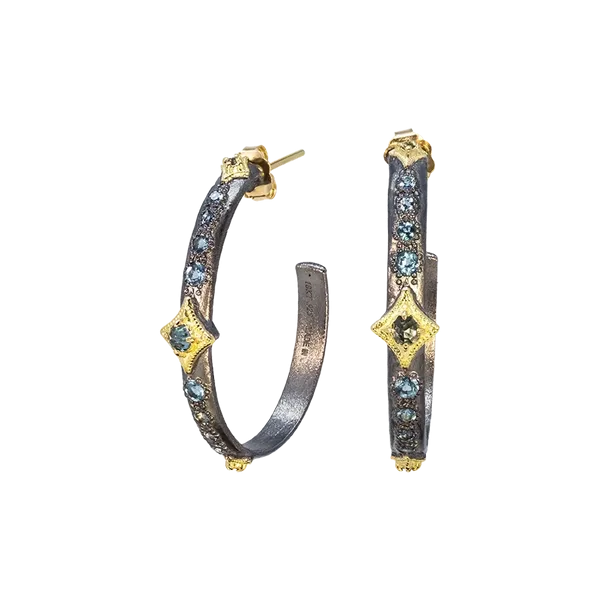 Blue Topaz Hoop Crivelli Earrings