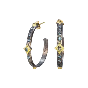 Blue Topaz Hoop Crivelli Earrings