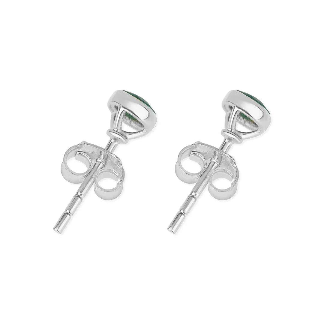 Blue Topaz Mini Stud Earrings | Silver - December