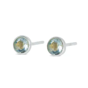 Blue Topaz Mini Stud Earrings | Silver - December