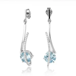 Breuning 1/5ctw Diamond Blue Topaz White Gold Drop Earrings