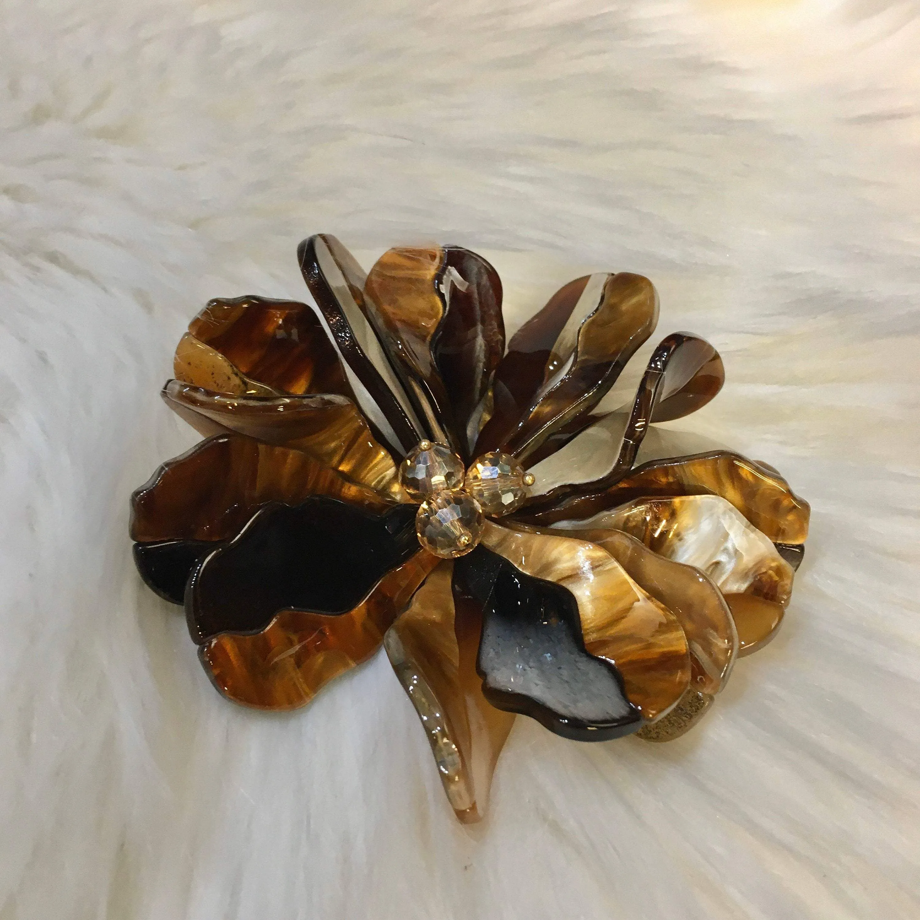 Brown Marblised Acrylic Brooch