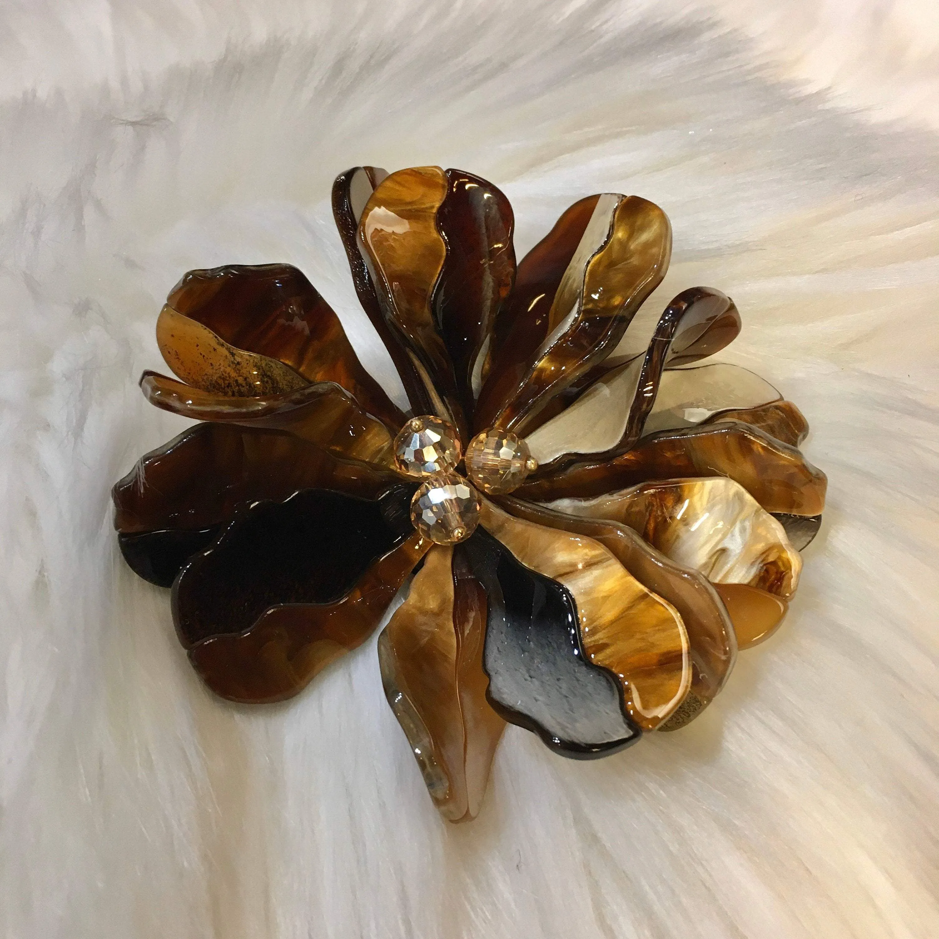 Brown Marblised Acrylic Brooch