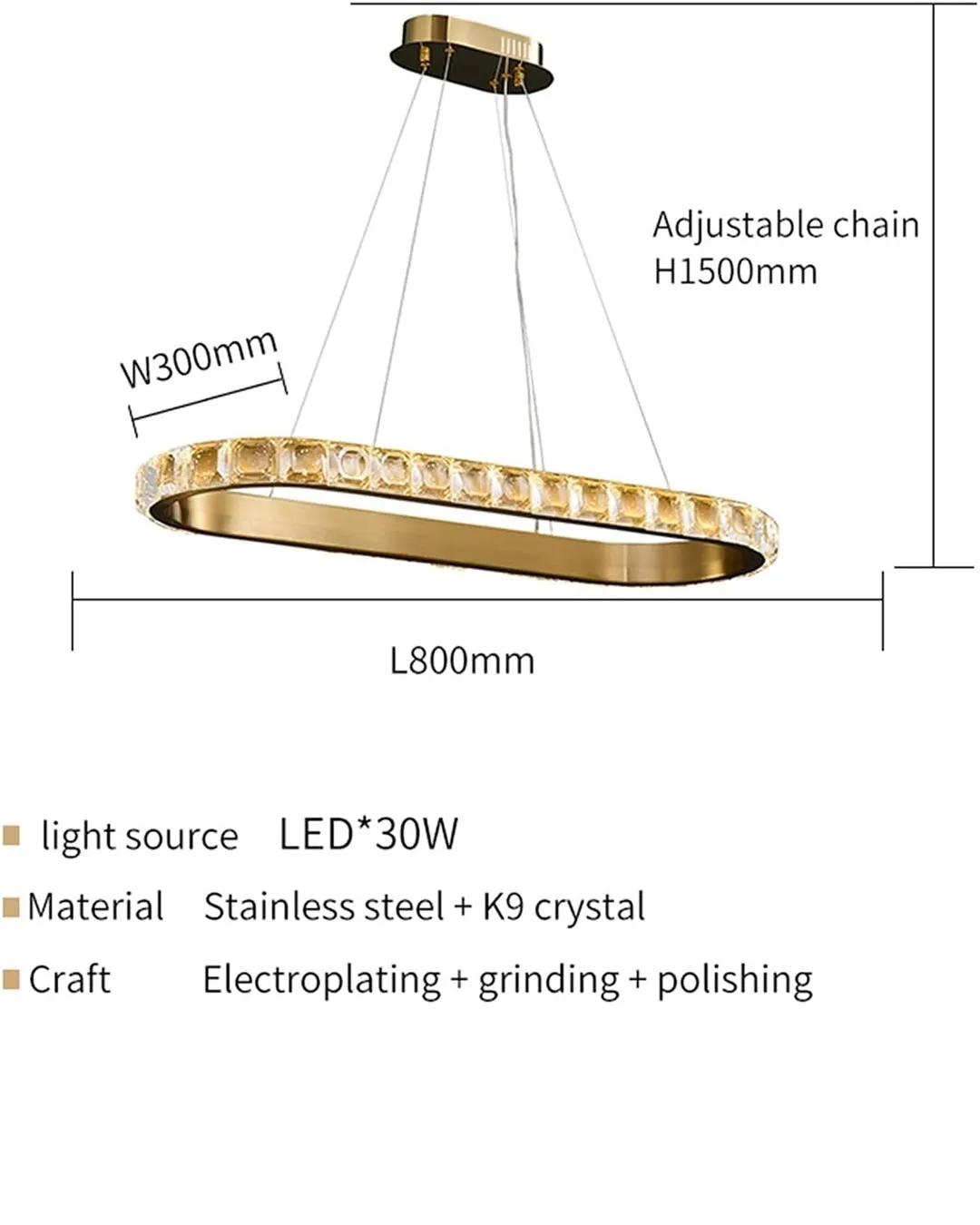 Brushed Gold LED Crystal Chandelier
