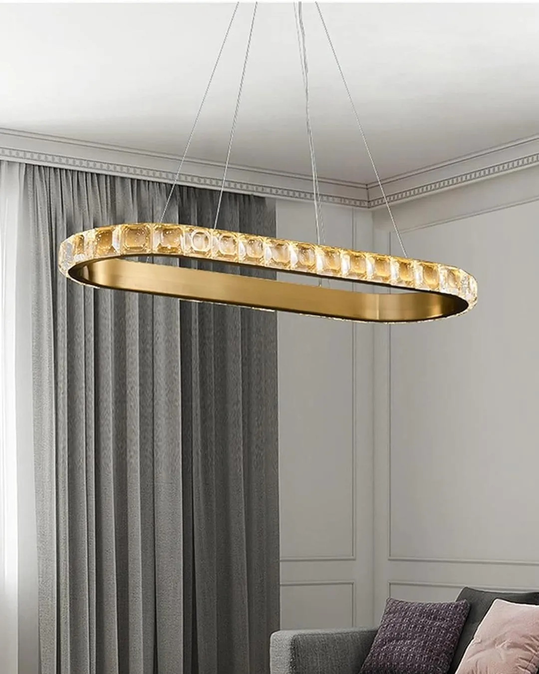Brushed Gold LED Crystal Chandelier