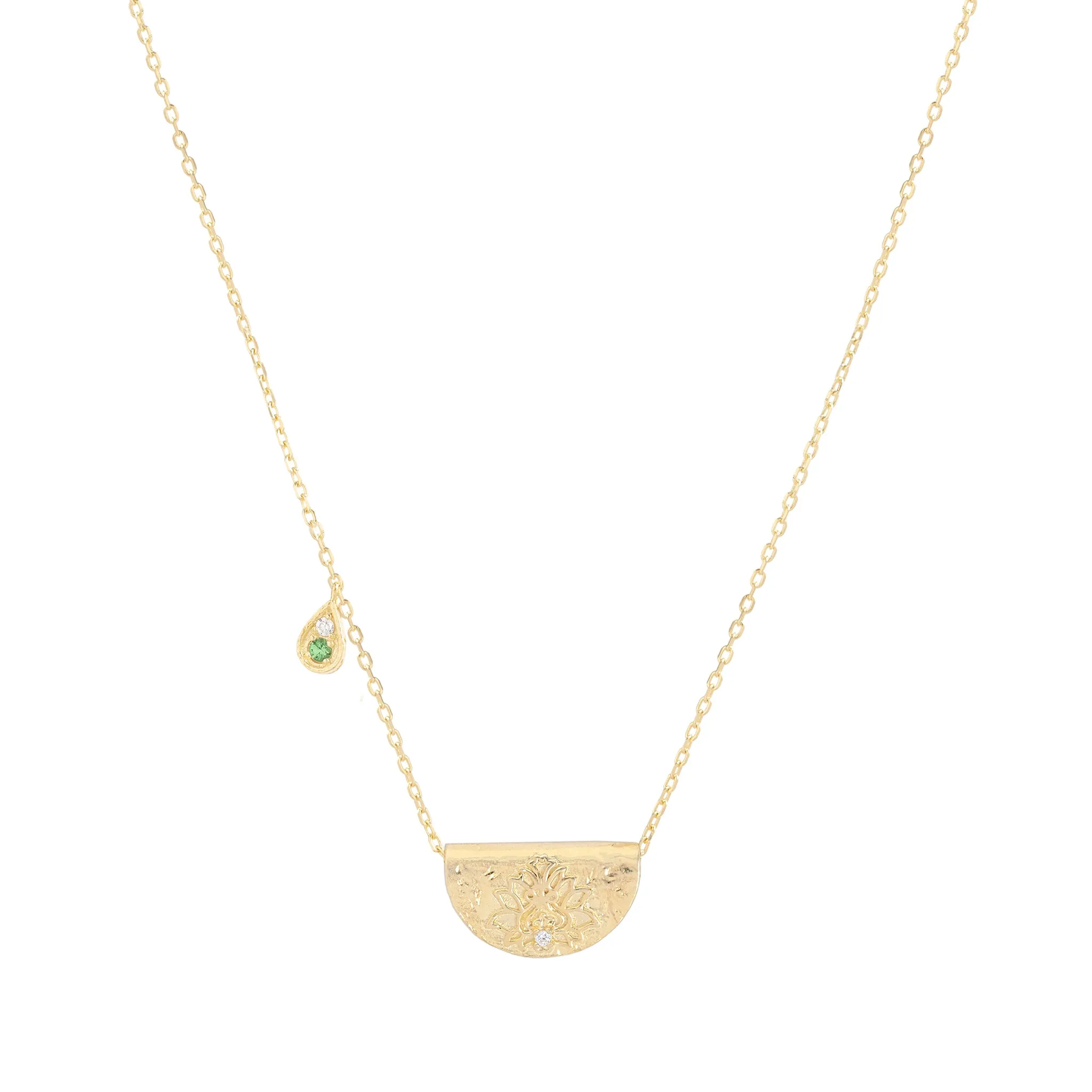 By Charlotte Lotus Birthstone Necklace (August), Gold