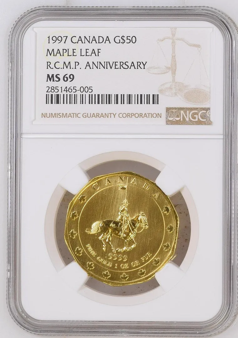 Canada Gold 1997 $50 125th Anniv of RCMP MS 1oz, .9999