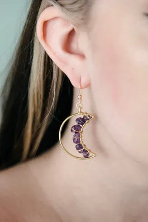 Celestial Moon Earrings | Amethyst