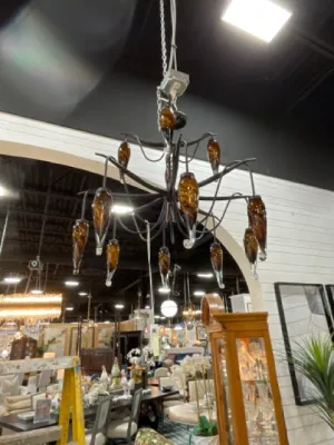 CHANDELIER BLACK WITH 12 MURANO LIGHTS