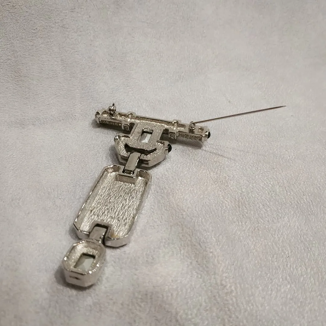 Christian Dior Art Deco Clear Crystal Drop Vintage Brooch