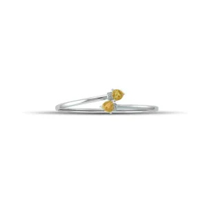 Citrine Bracelet - Flex Bangle with Citrine and Diamond in Silver
