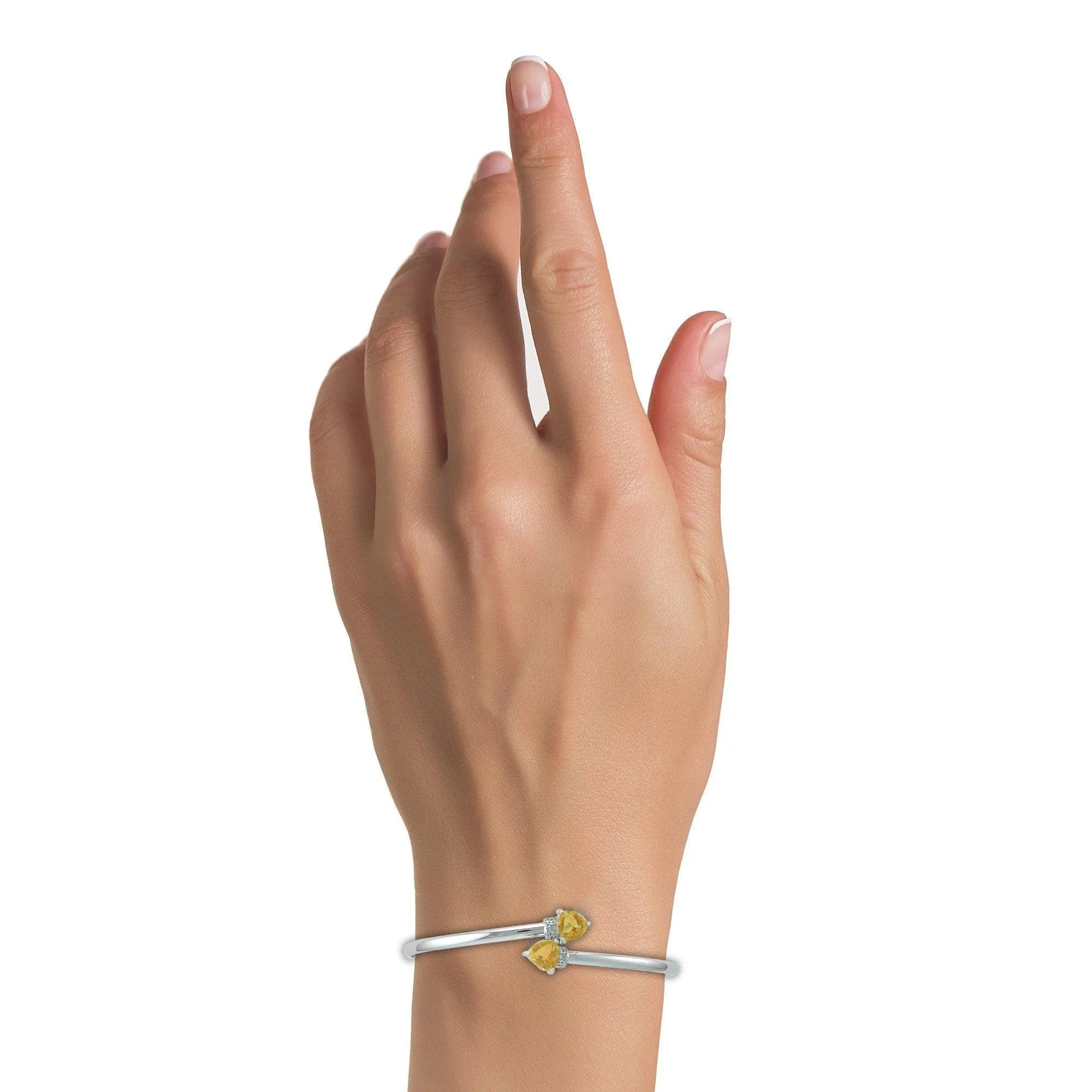 Citrine Bracelet - Flex Bangle with Citrine and Diamond in Silver