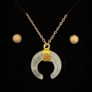 CLEAR QUARTZ CRESCENT MOON PENDANT ONLY - FREE CHAIN & EARRINGS