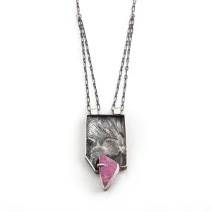Cobalt Calcite and Reticulated Silver Necklace