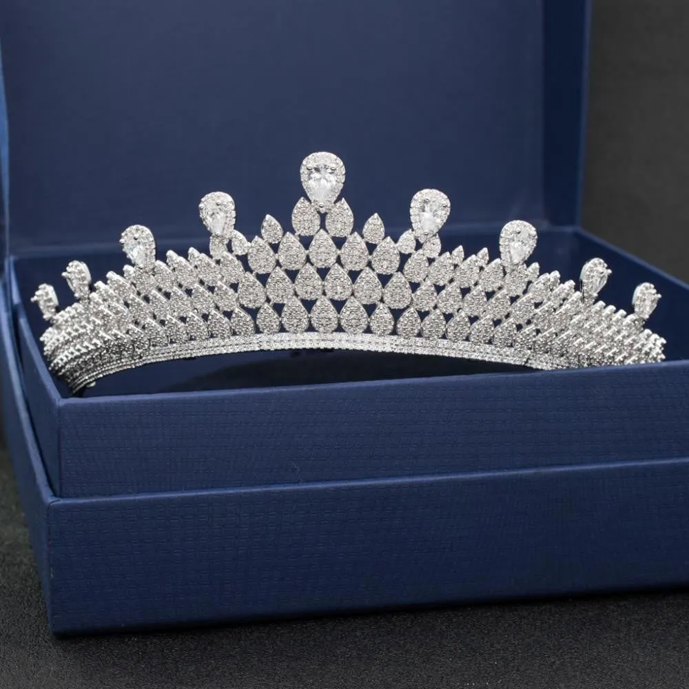 Cubic zircon wedding  bridal royal tiara diadem crown CH10058