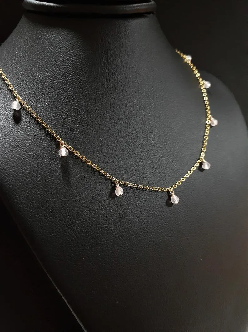 Dainty Rose Quartz Choker Necklace