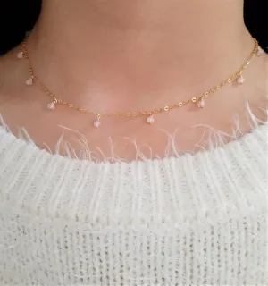 Dainty Rose Quartz Choker Necklace