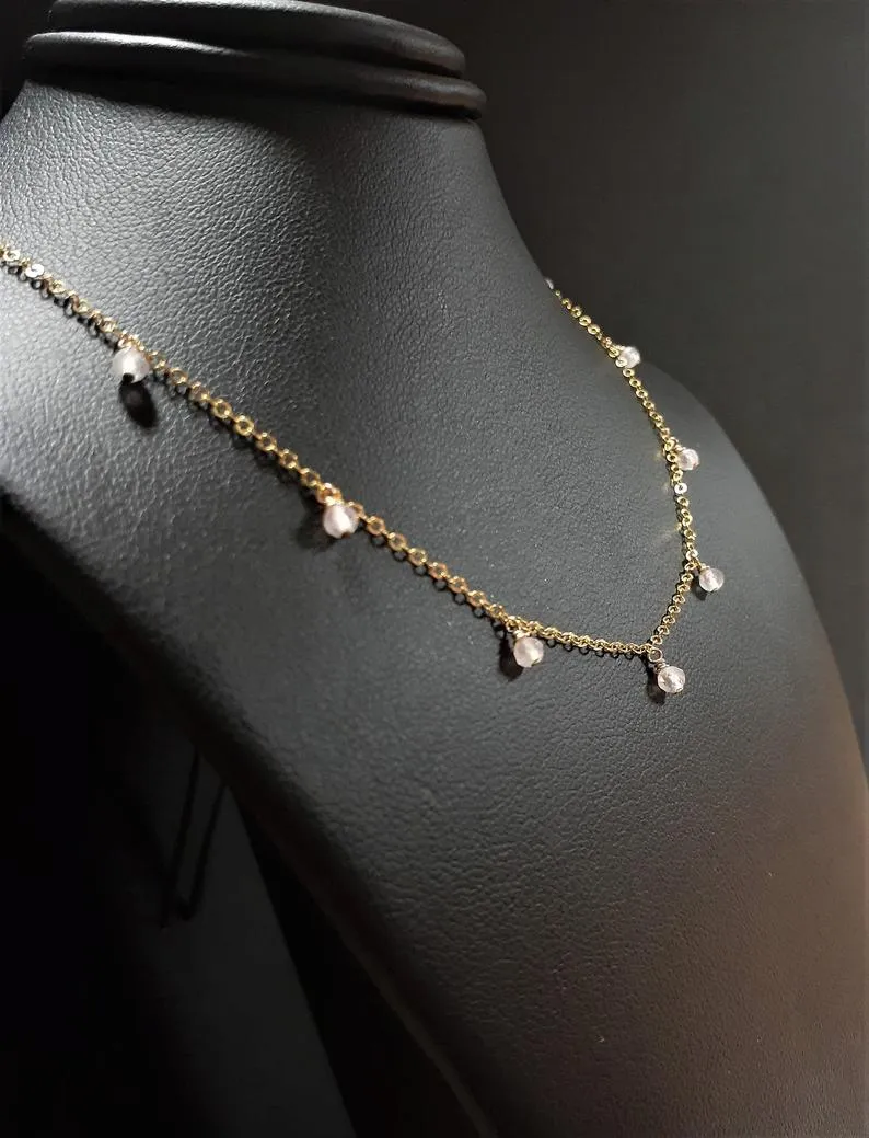 Dainty Rose Quartz Choker Necklace