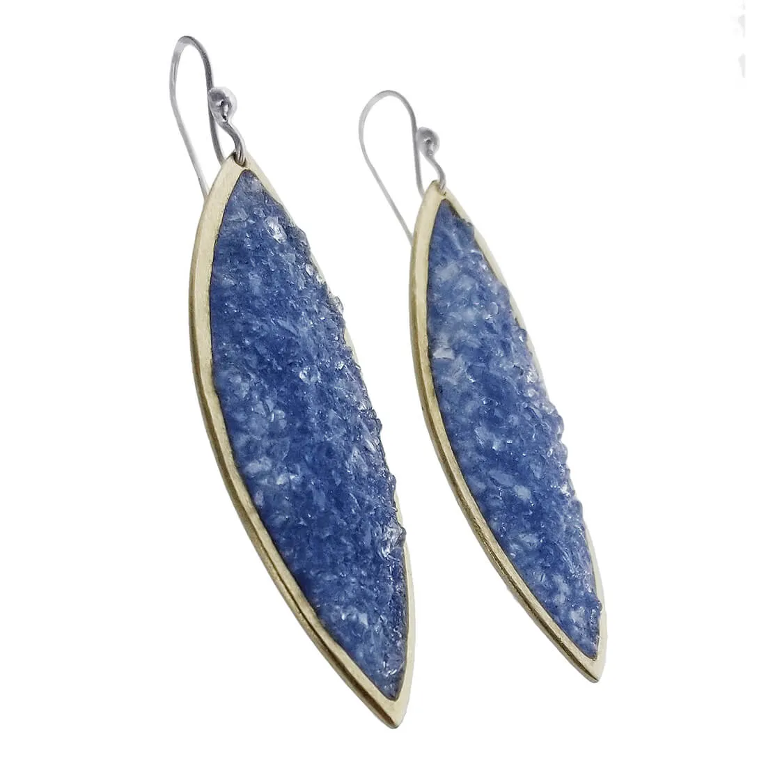 David Urso Bronze Slate Blue Quartz Marquies Earrings
