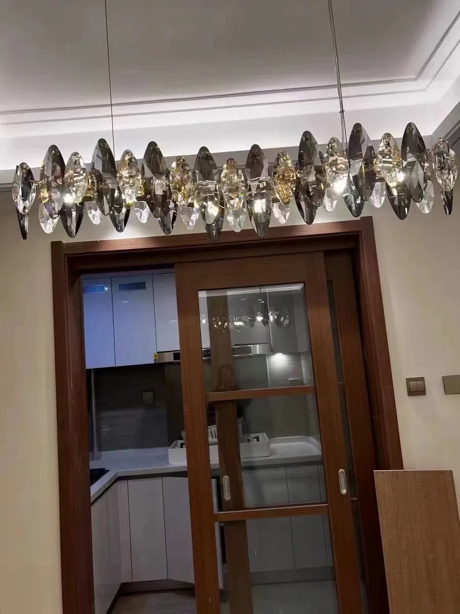 Designer Leaf Crystal Chandelier for Living Room Modern Ceiling Lamp for Dining Decoration Light