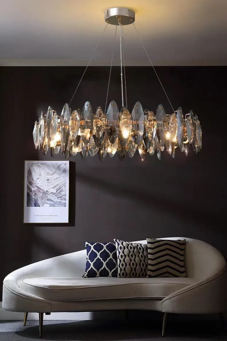 Designer Leaf Crystal Chandelier for Living Room Modern Ceiling Lamp for Dining Decoration Light