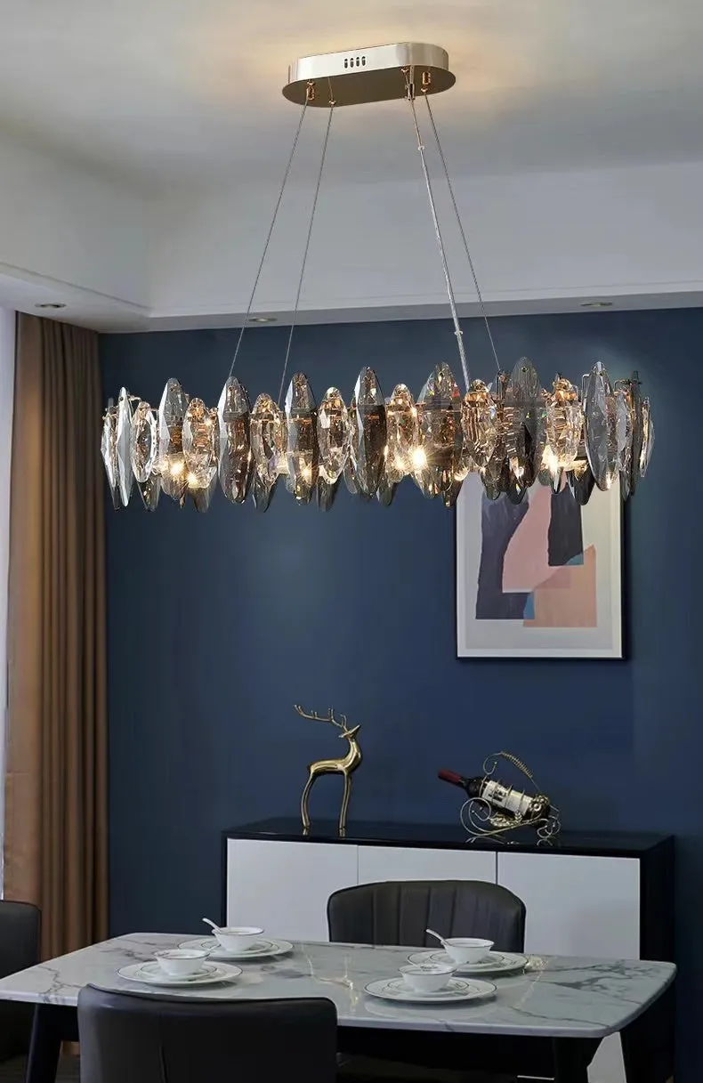 Designer Leaf Crystal Chandelier for Living Room Modern Ceiling Lamp for Dining Decoration Light