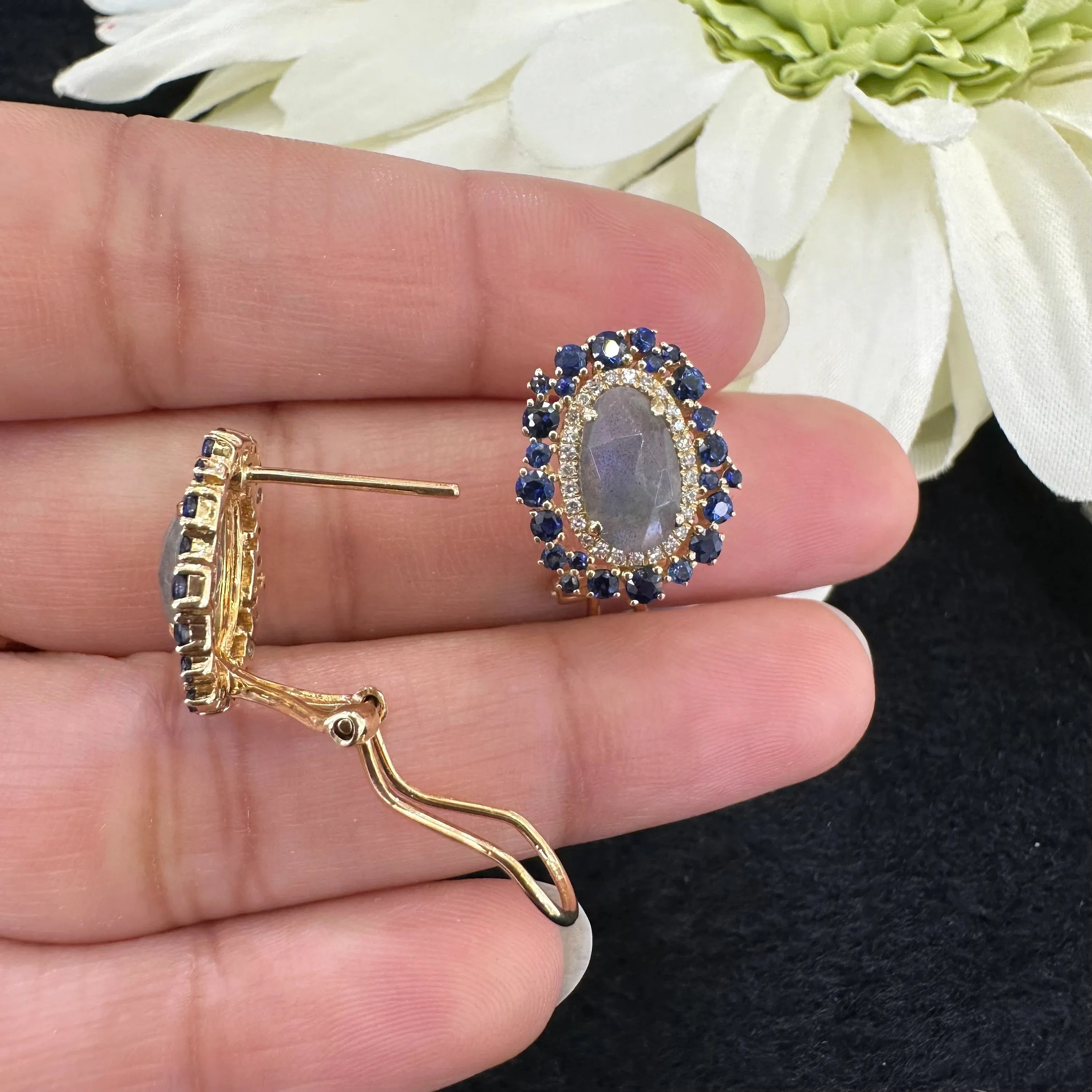 Diamond Multi Gemstone Ear Studs