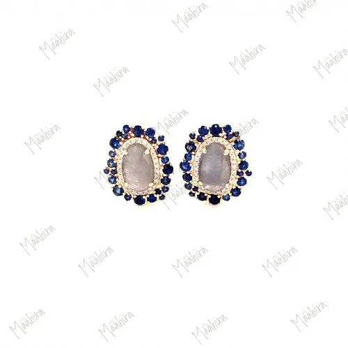 Diamond Multi Gemstone Ear Studs