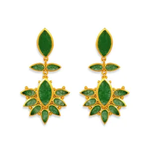 Dreamcatcher Drop Earrings - Green Strawberry Quartz