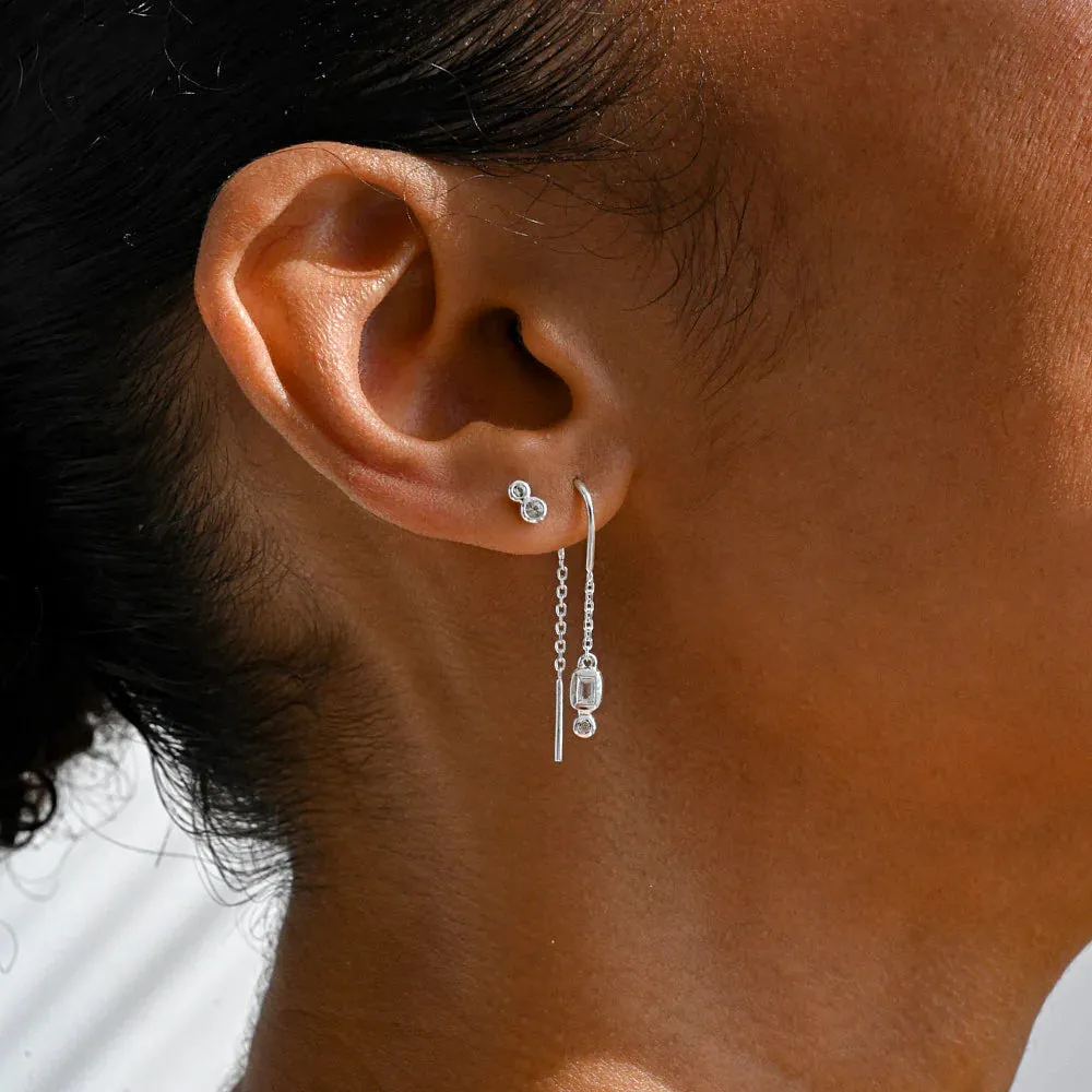 Duo Stud Earrings | White Topaz