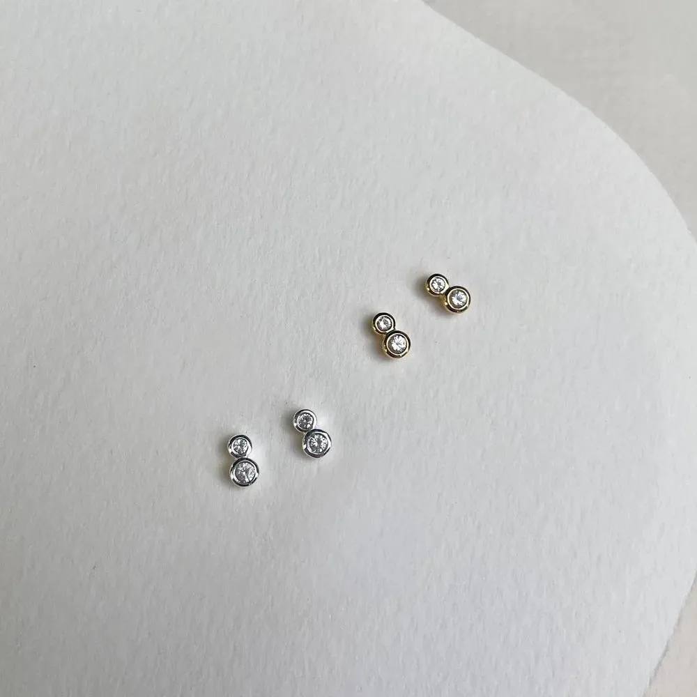 Duo Stud Earrings | White Topaz