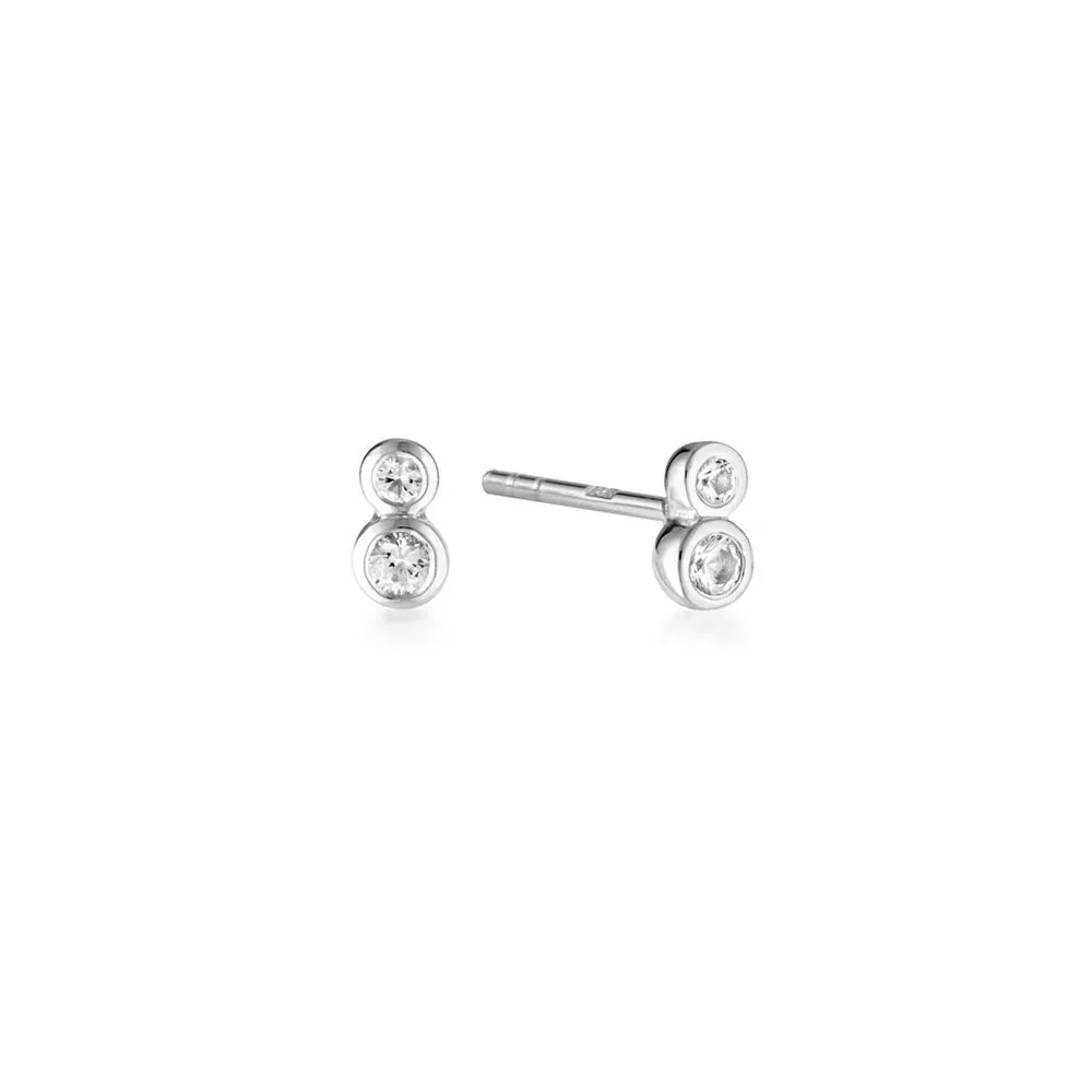 Duo Stud Earrings | White Topaz