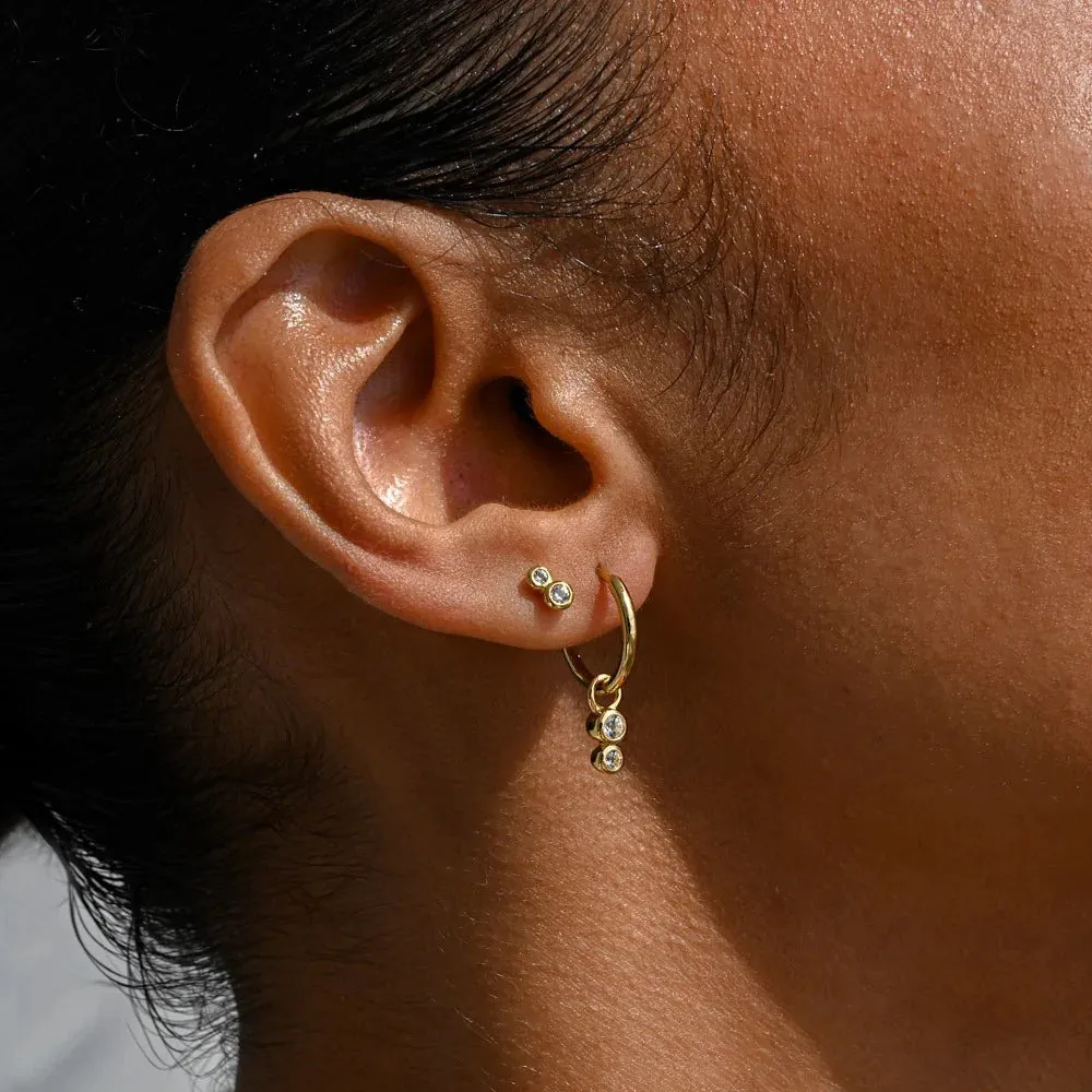 Duo Stud Earrings | White Topaz
