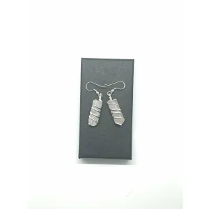Earrings: Rose Quartz Wrapped in Silver